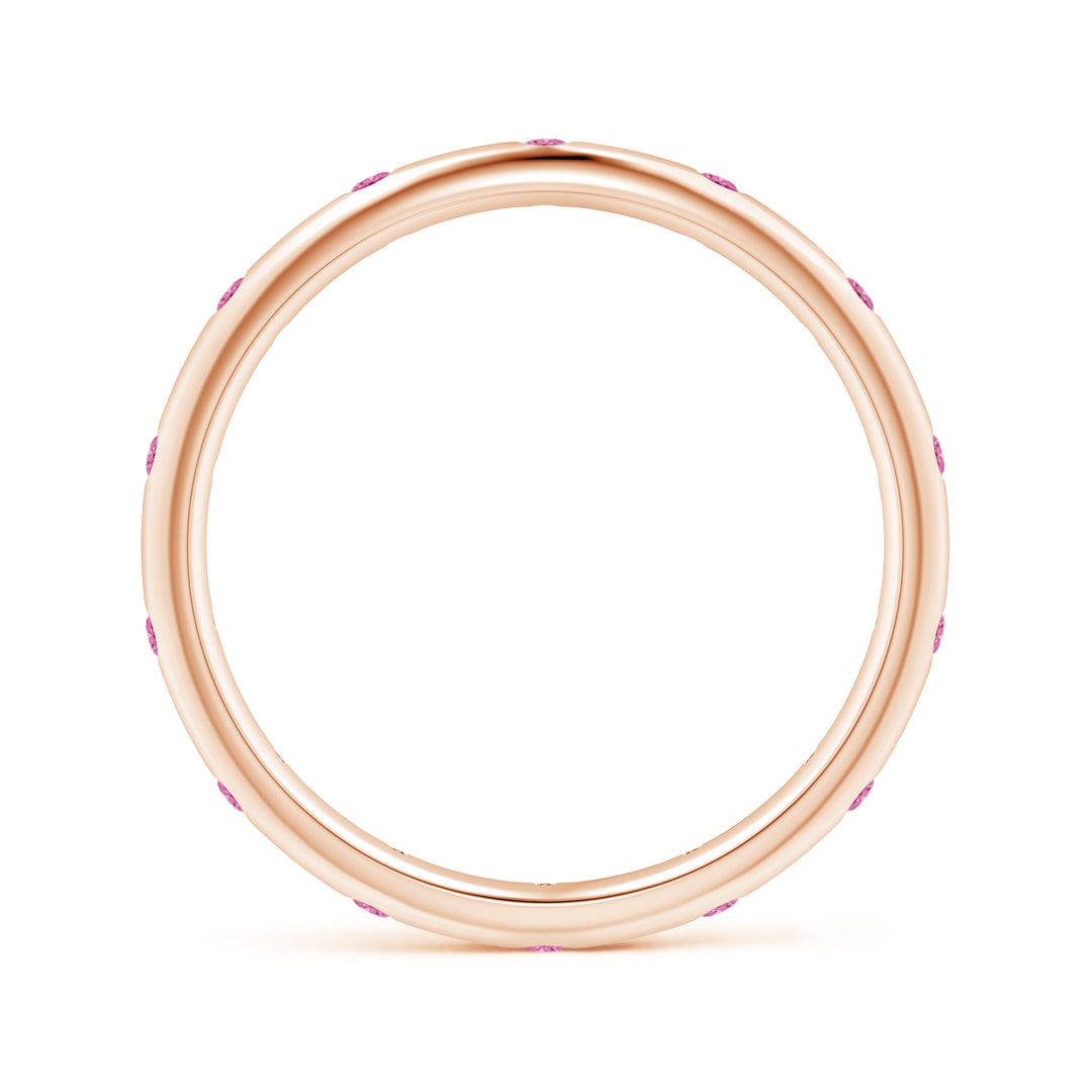 Round Lab-Grown Pink Sapphire Eternity Wedding Band - 3.0 mm