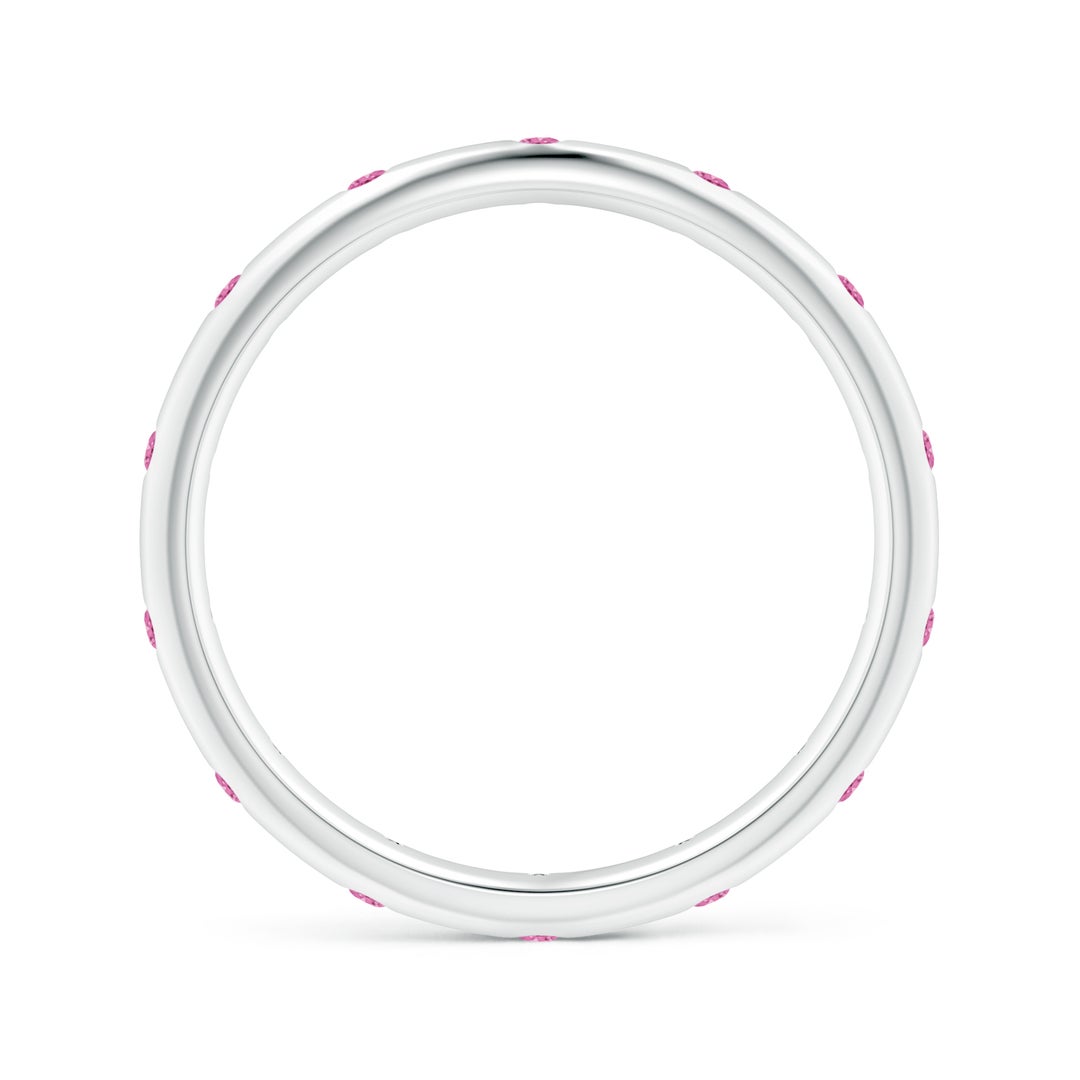 Round Lab-Grown Pink Sapphire Eternity Wedding Band - 3.0 mm