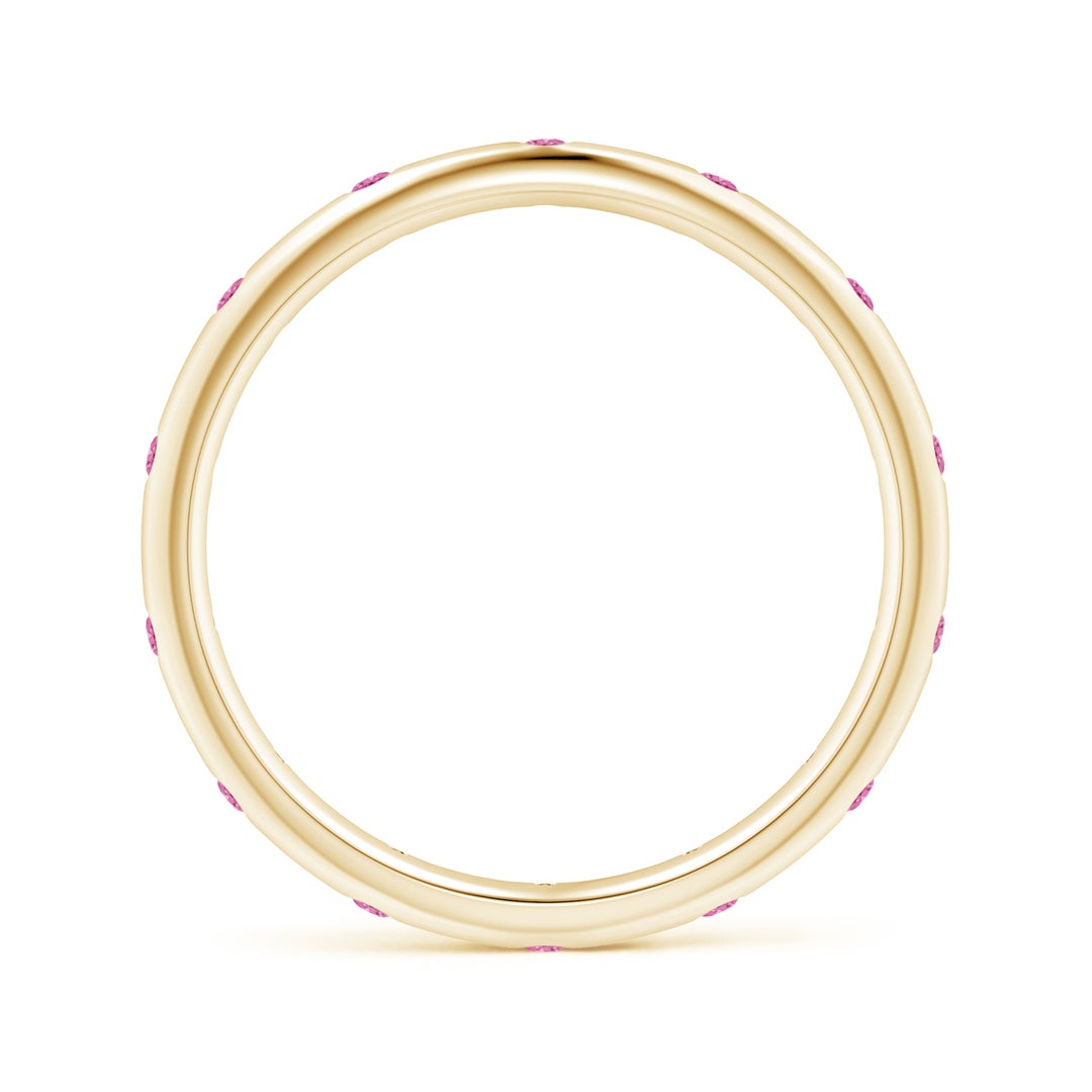 Round Lab-Grown Pink Sapphire Eternity Wedding Band - 3.0 mm