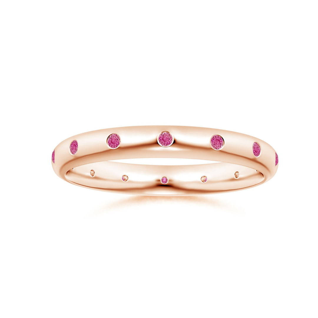 Round Lab-Grown Pink Sapphire Eternity Wedding Band - 3.0 mm
