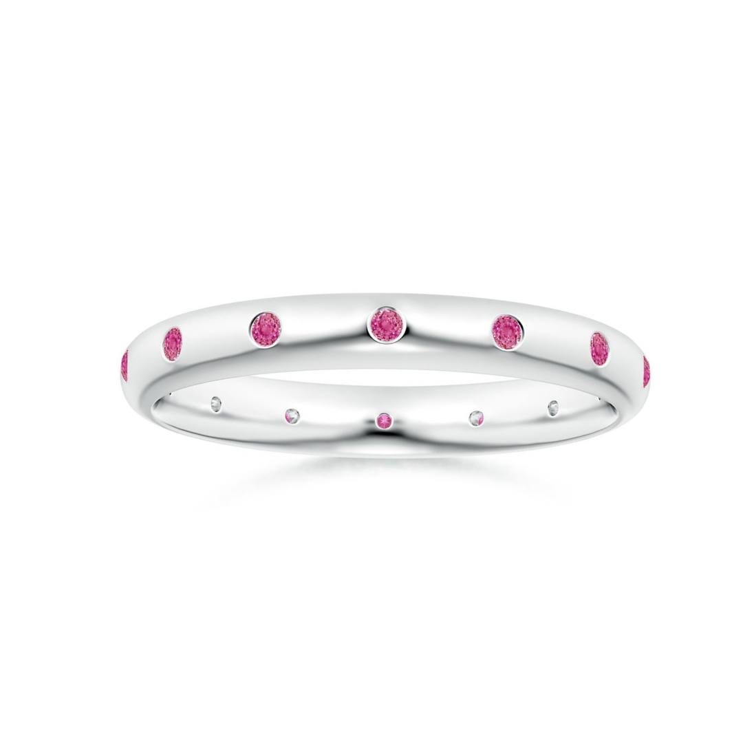 Round Lab-Grown Pink Sapphire Eternity Wedding Band - 3.0 mm