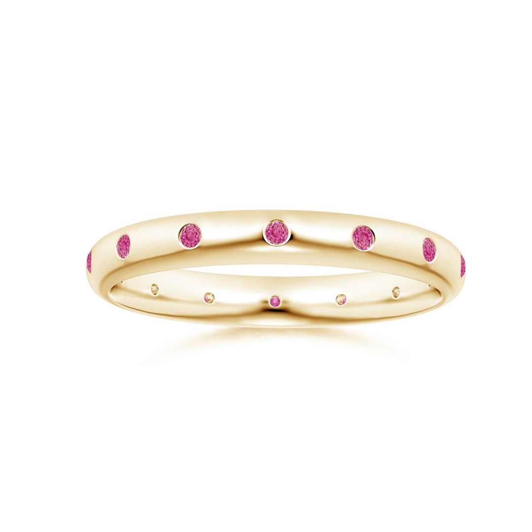 Round Lab-Grown Pink Sapphire Eternity Wedding Band - 3.0 mm