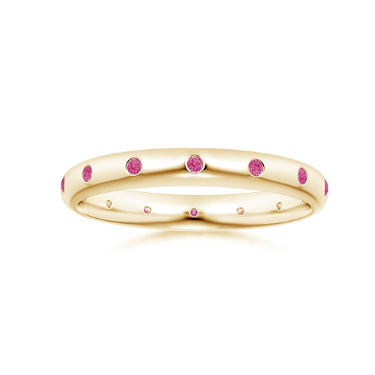 Round Lab-Grown Pink Sapphire Eternity Wedding Band - 3.0 mm