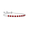 Round Lab Ruby with Moissanite Accents Adjustable Tennis Bolo Bracelet