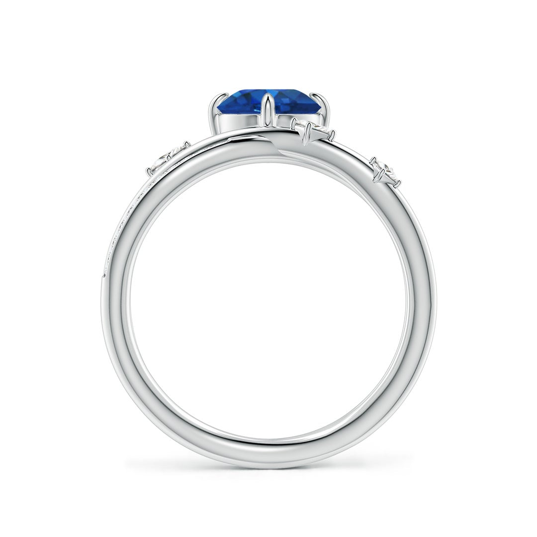 Round Lab Sapphire Multi-Layer Crossover with Scattered Moissanite Engagement Ring
