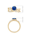 Round Lab Sapphire Multi-Layer Crossover with Scattered Moissanite Engagement Ring