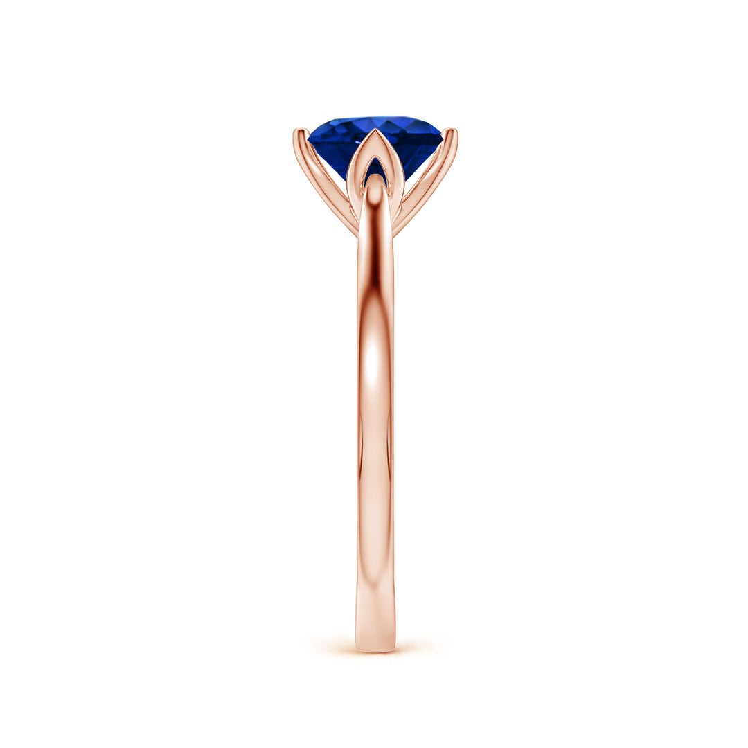 Round Lab Sapphire Engagement Ring with Double-Sided Hidden Moissanite Accents