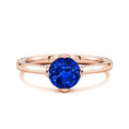 Round Lab Sapphire Engagement Ring with Double-Sided Hidden Moissanite Accents