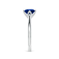 Round Lab Sapphire Engagement Ring with Double-Sided Hidden Moissanite Accents