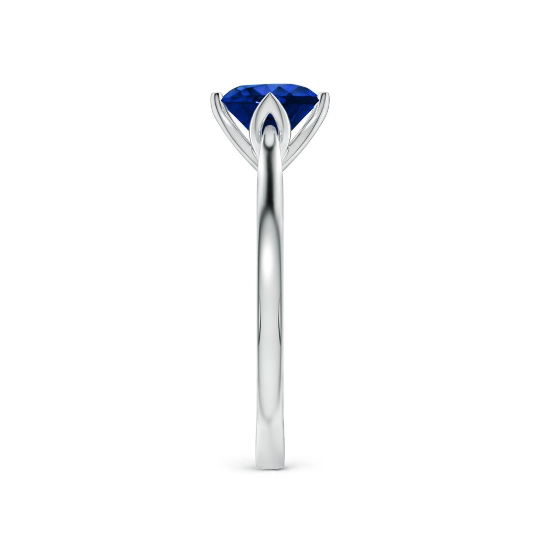 Round Lab Sapphire Engagement Ring with Double-Sided Hidden Moissanite Accents