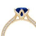 Round Lab Sapphire Engagement Ring with Double-Sided Hidden Moissanite Accents
