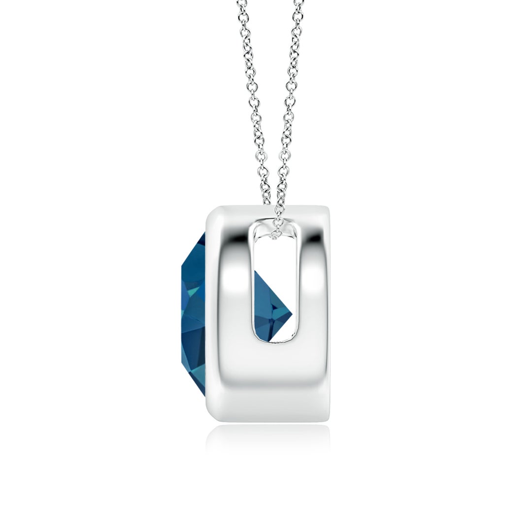 Round London Blue Topaz Bezel-Set Solitaire Pendant Necklace