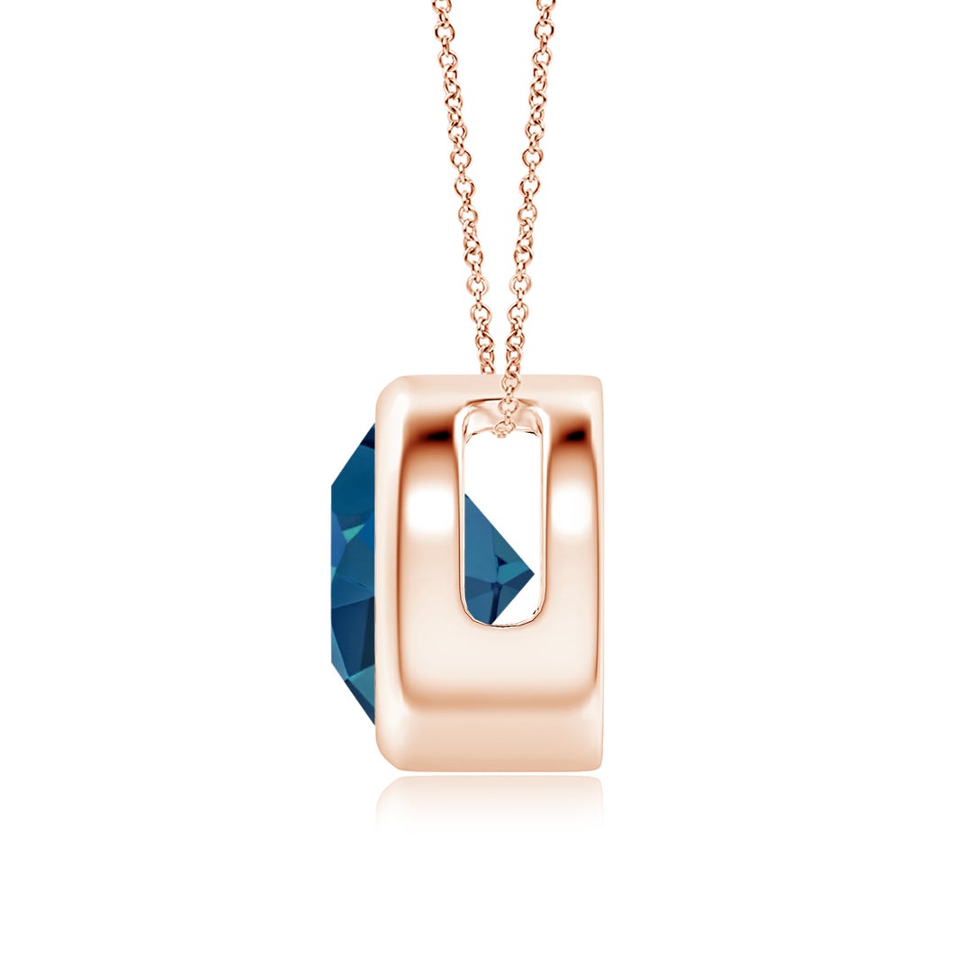 Round London Blue Topaz Bezel-Set Solitaire Pendant Necklace