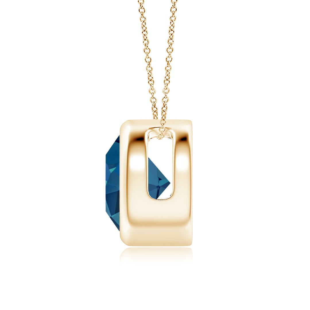 Round London Blue Topaz Bezel-Set Solitaire Pendant Necklace