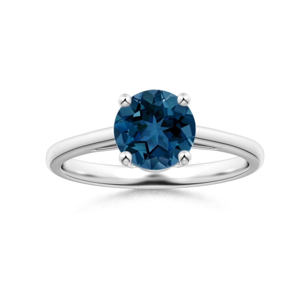 Round London Blue Topaz Solitaire Engagement Ring