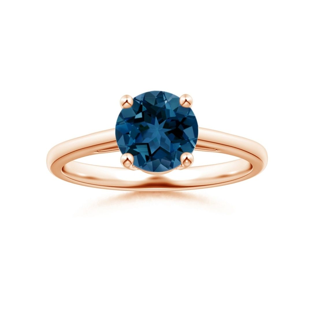 Round London Blue Topaz Solitaire Engagement Ring