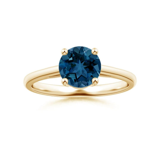 Round London Blue Topaz Solitaire Promise Ring