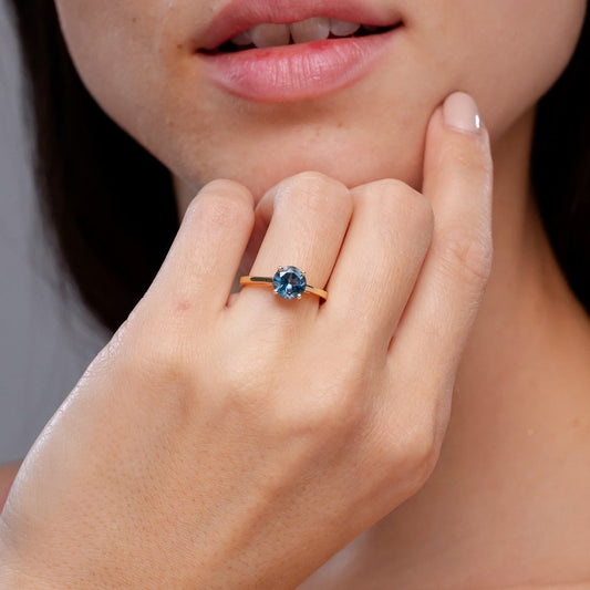 Round London Blue Topaz Solitaire Promise Ring