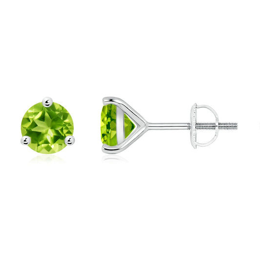 Round Martini-Set Peridot Stud Earrings