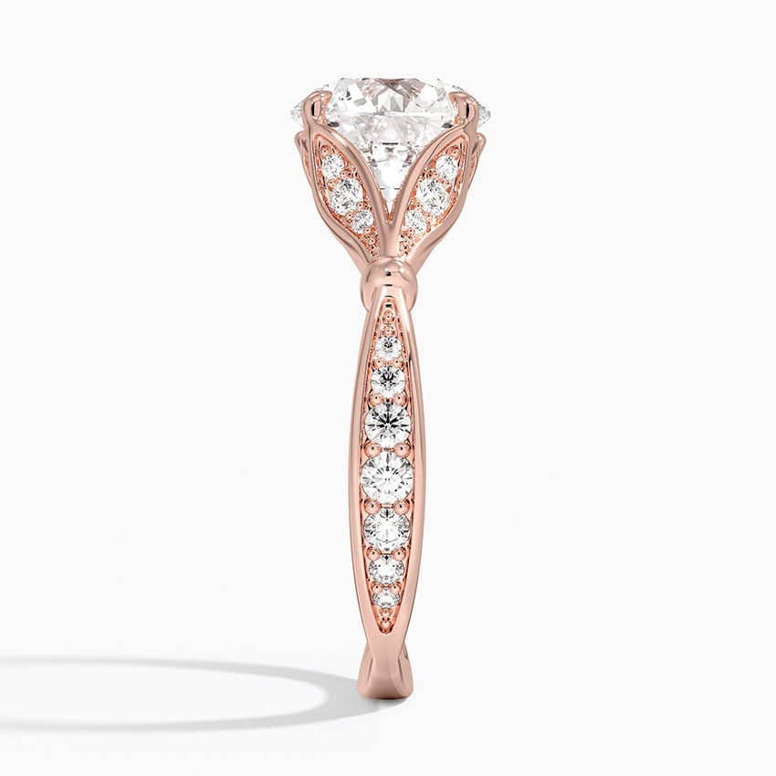 Round Moissanite Floral Openwork Cathedral Engagement Ring