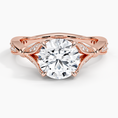 Round Moissanite Floral Openwork Cathedral Engagement Ring