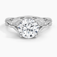 Round Moissanite Floral Openwork Cathedral Engagement Ring