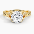 Round Moissanite Floral Openwork Cathedral Engagement Ring