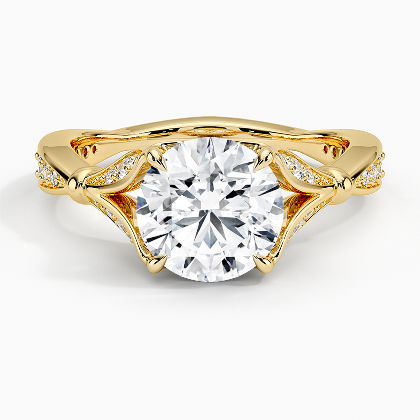 Round Moissanite Floral Openwork Cathedral Engagement Ring
