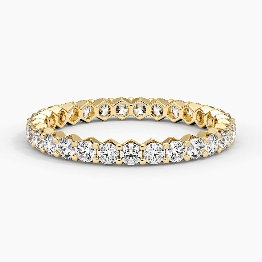 Round Moissanite Pavé Eternity Wedding Band-2.4 mm