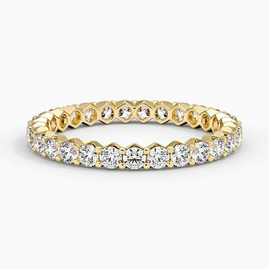 Round Moissanite Pavé Eternity Wedding Band-2.4 mm