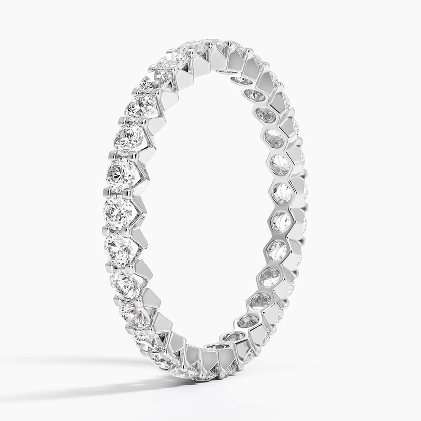 Round Moissanite Pavé Eternity Wedding Band-2.4 mm
