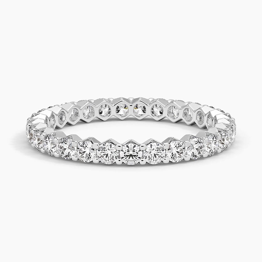 Round Moissanite Pavé Eternity Wedding Band-2.4 mm
