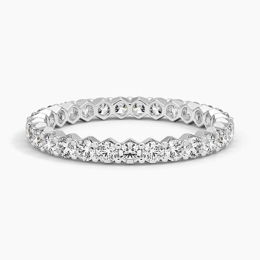 Round Moissanite Pavé Eternity Wedding Band-2.4 mm