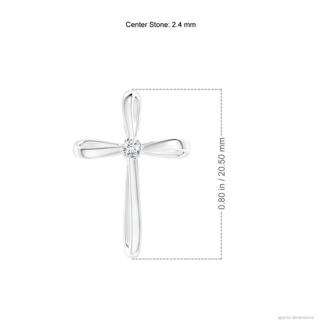Round Moissanite Solitaire Ribbon Cross Pendant Necklace