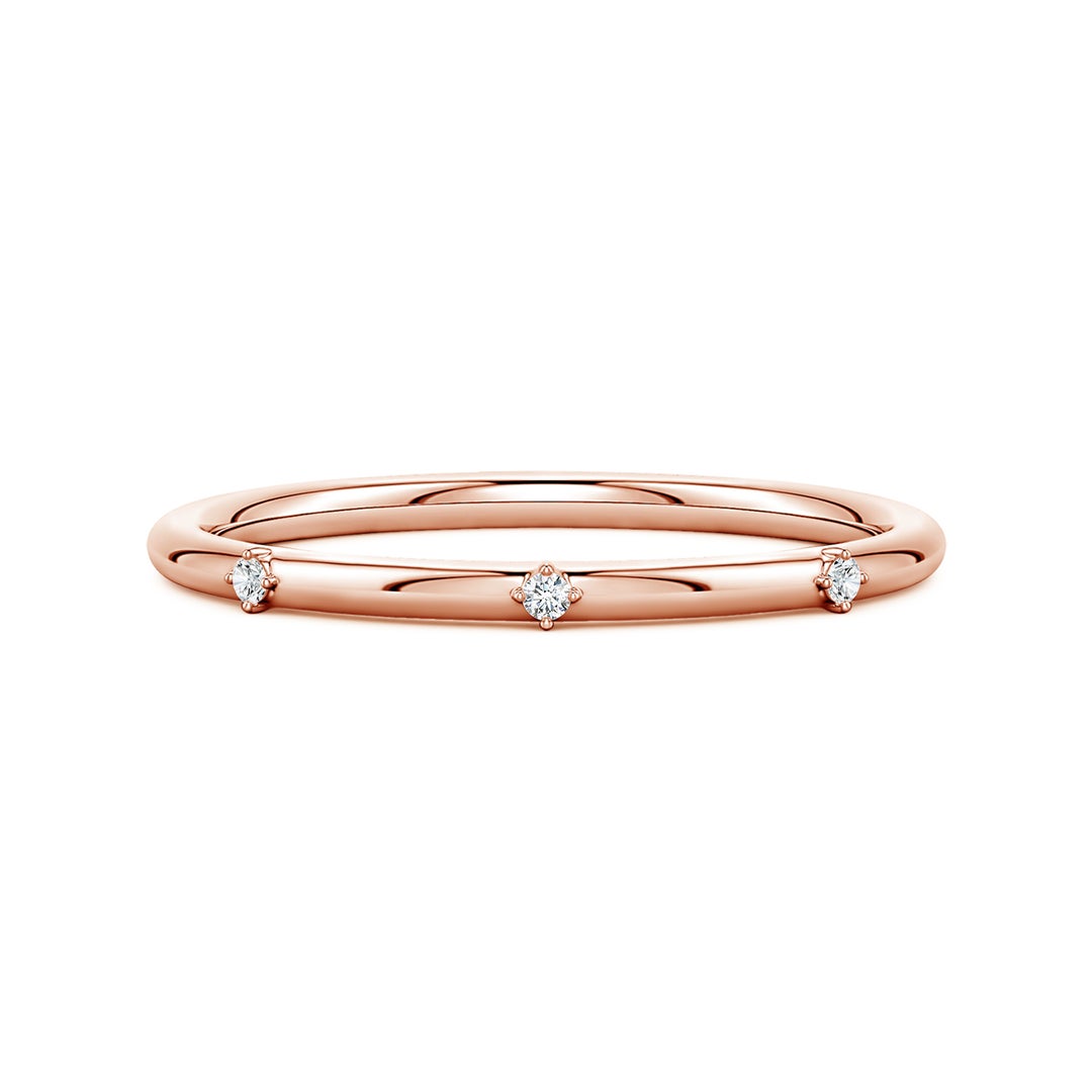 Round Moissanite Three-Station Wedding Band -1.4 mm