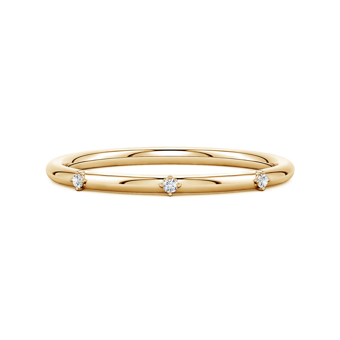Round Moissanite Three-Station Wedding Band -1.4 mm