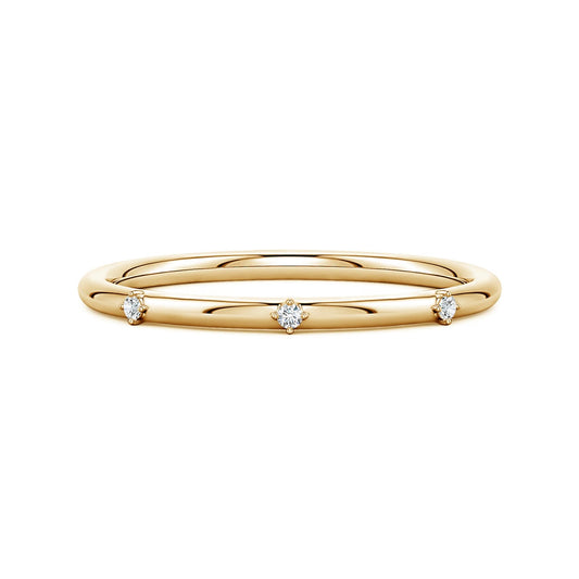 Round Moissanite Three-Station Wedding Band -1.4 mm