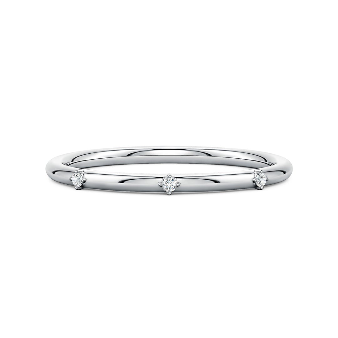 Round Moissanite Three-Station Wedding Band -1.4 mm