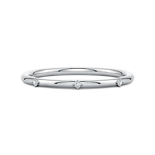 Round Moissanite Three-Station Wedding Band -1.4 mm