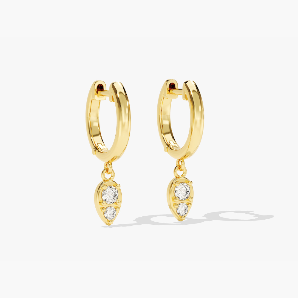 Round Moissanites Teardrop Hoop Earrings