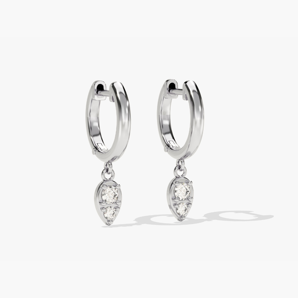 Round Moissanites Teardrop Hoop Earrings
