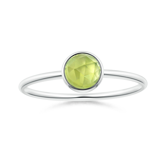 Round Peridot Bezel Promise Ring – 1.6 mm