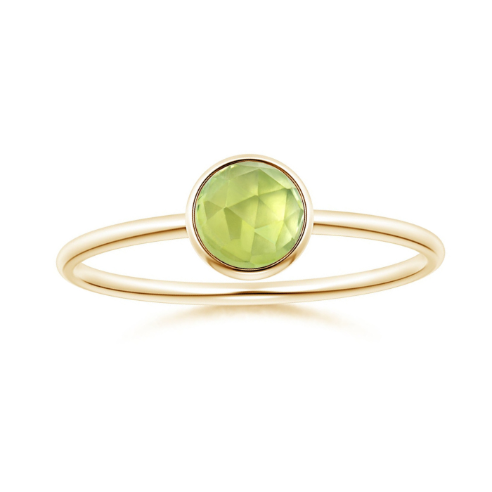 Round Peridot Bezel Promise Ring – 1.6 mm