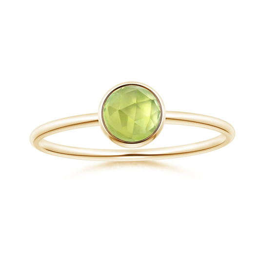 Round Peridot Bezel Promise Ring – 1.6 mm