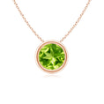 Round Peridot Bezel-Set Solitaire Pendant Necklace