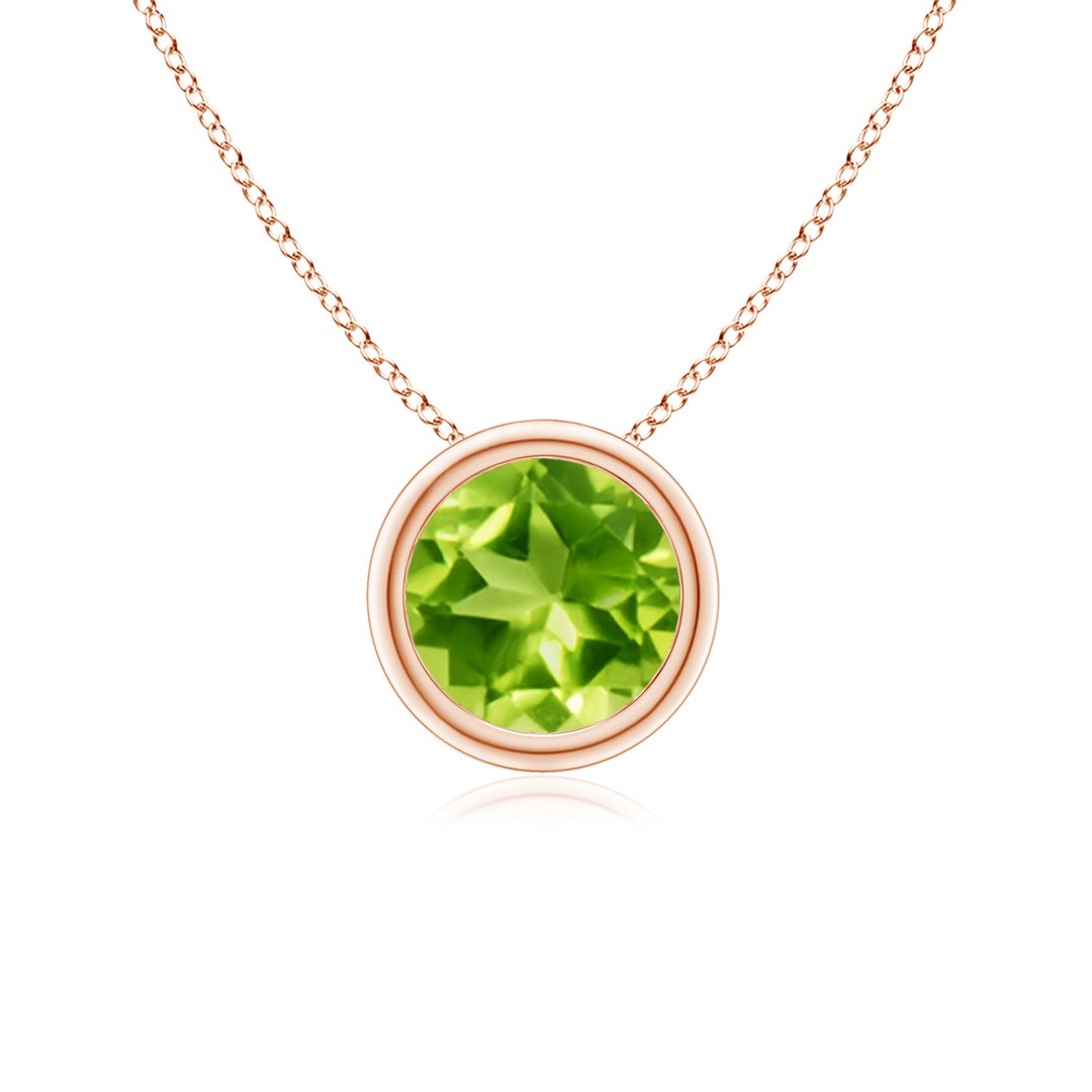 Round Peridot Bezel-Set Solitaire Pendant Necklace