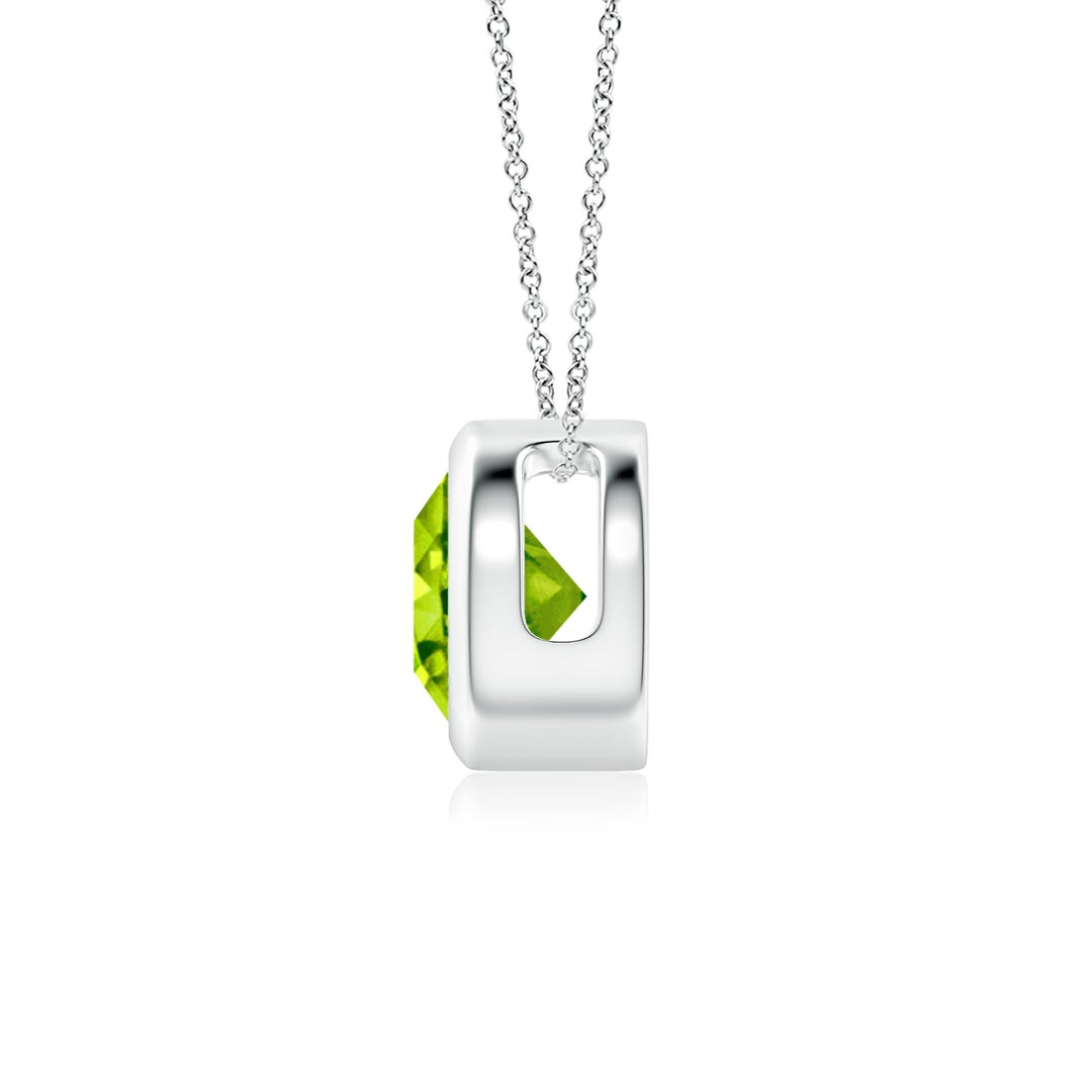 Round Peridot Bezel-Set Solitaire Pendant Necklace