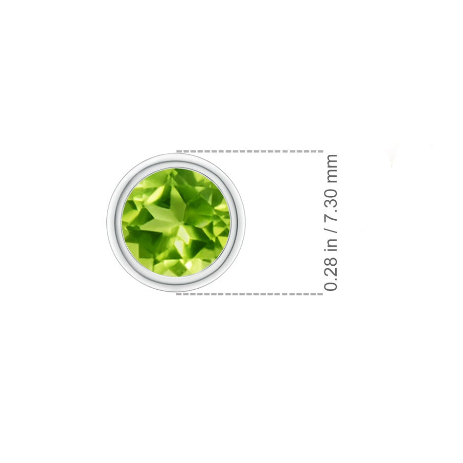 Round Peridot Bezel-Set Solitaire Pendant Necklace