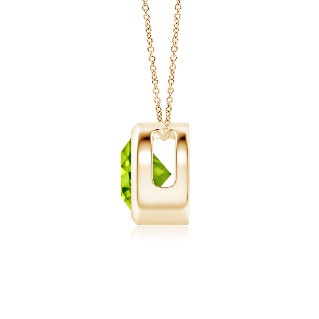 Round Peridot Bezel-Set Solitaire Pendant Necklace