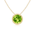 Round Peridot Bezel-Set Solitaire Pendant Necklace